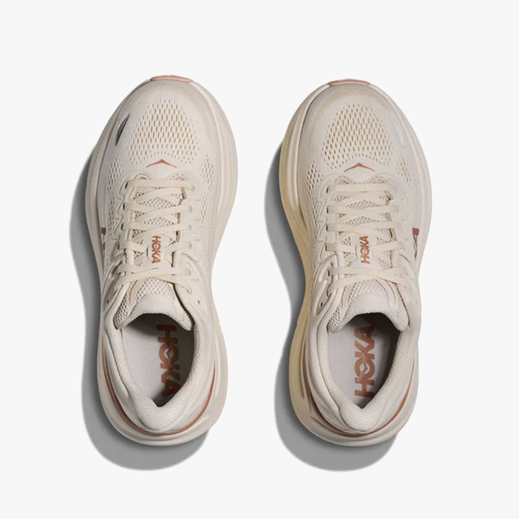 HOKA WOMENS BONDI 9 ROAD RUNNINGOAT MILK / ROSE GOLD - Sole Therapy