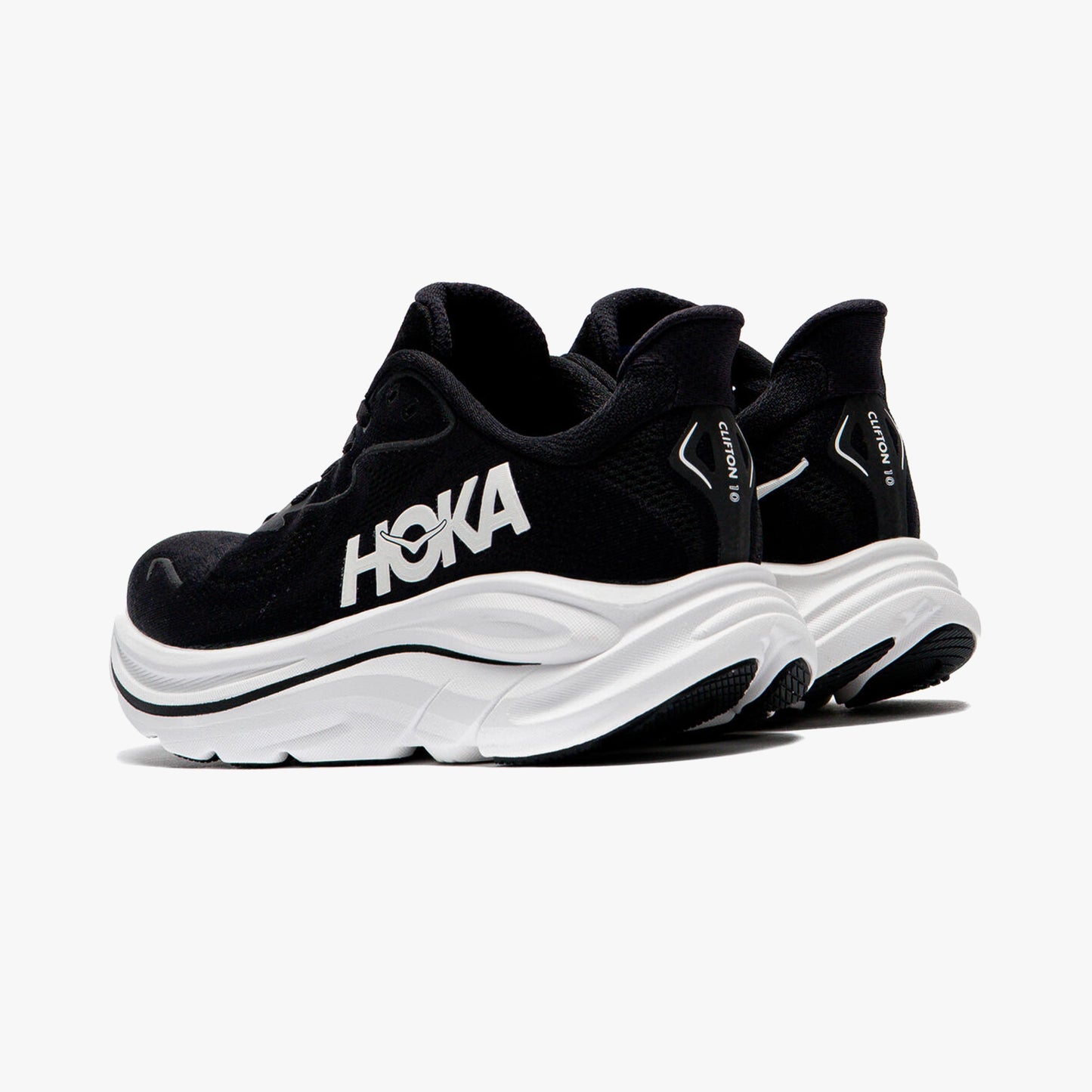 HOKA WOMENS CLIFTON 10 ROAD RUNNINGBLACK / WHITE - Sole Therapy