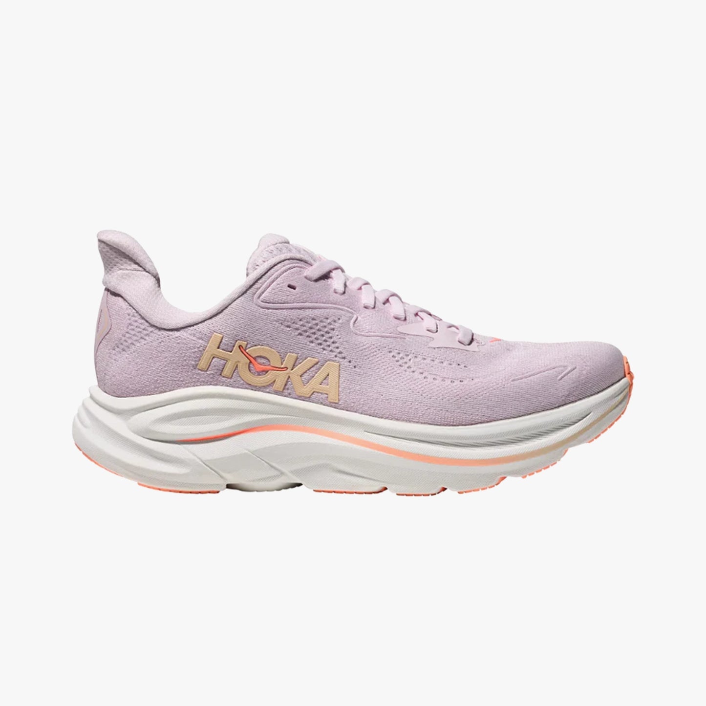 HOKA WOMENS CLIFTON 10 ROAD RUNNINGLILAC CREAM / TANGERINE GLOW - Sole Therapy