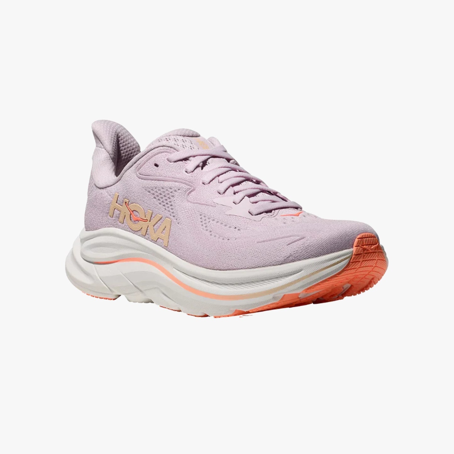 HOKA WOMENS CLIFTON 10 ROAD RUNNINGLILAC CREAM / TANGERINE GLOW - Sole Therapy