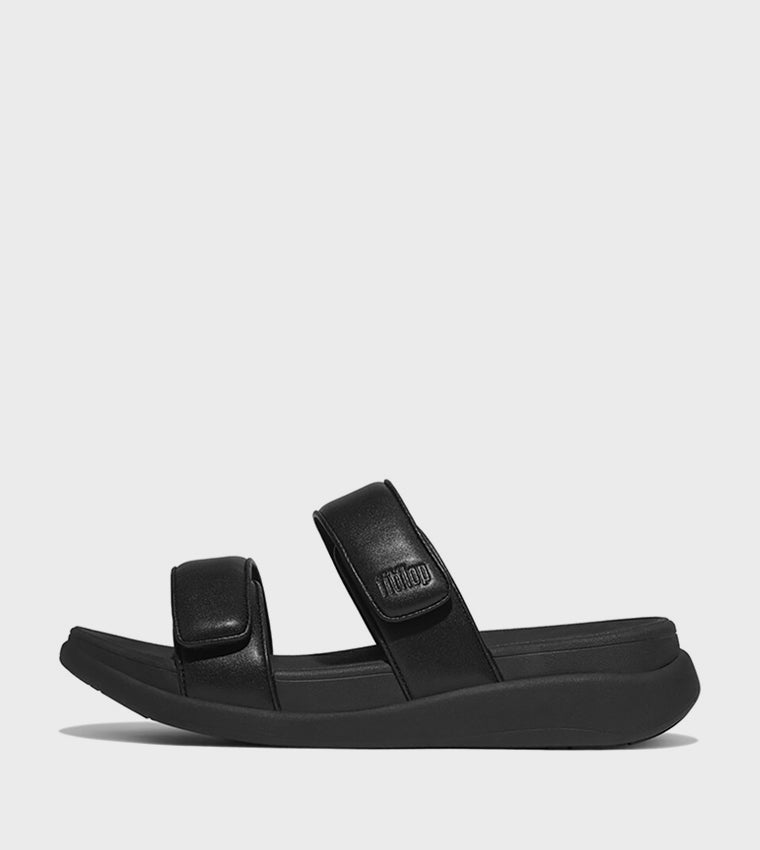 FITFLOP LADIES LEATHER H-BAR SLIDES ALL BLACK