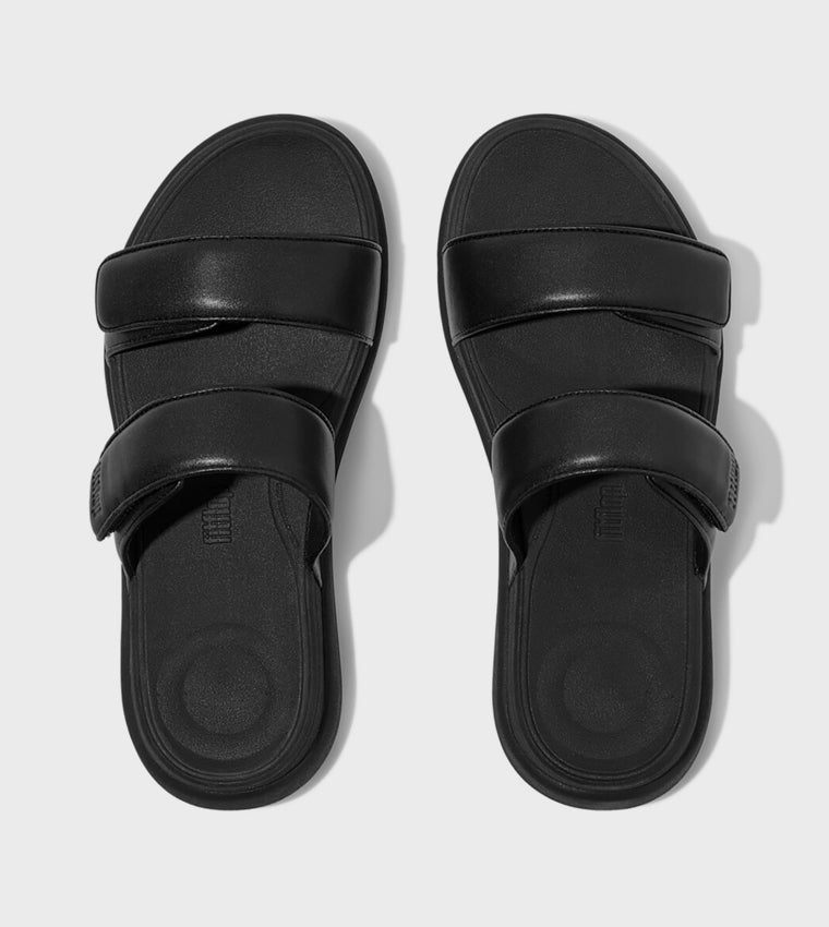 FITFLOP LADIES LEATHER H-BAR SLIDES ALL BLACK