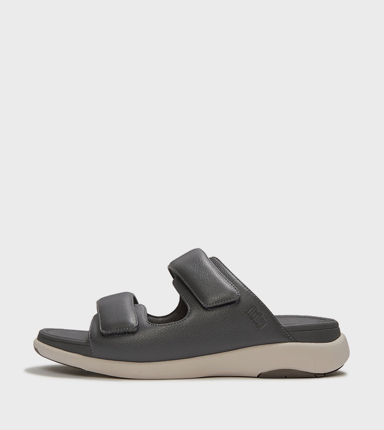 FITFLOP  GO MENS ADJUSTABLE TWO-BAR SLIDES CHARCOAL