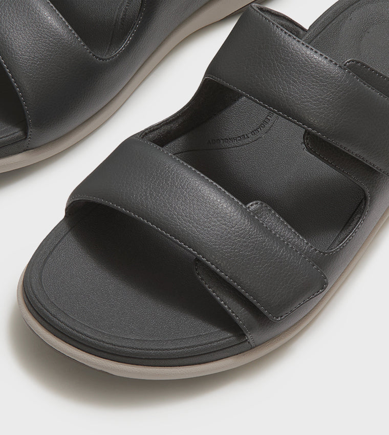 FITFLOP  GO MENS ADJUSTABLE TWO-BAR SLIDES CHARCOAL
