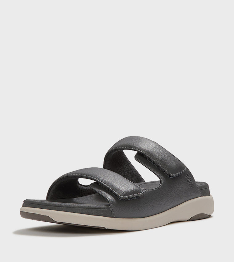 FITFLOP  GO MENS ADJUSTABLE TWO-BAR SLIDES CHARCOAL