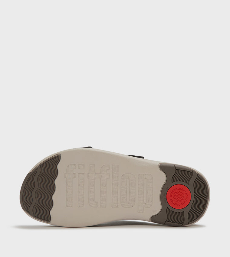 FITFLOP  GO MENS ADJUSTABLE TWO-BAR SLIDES CHARCOAL