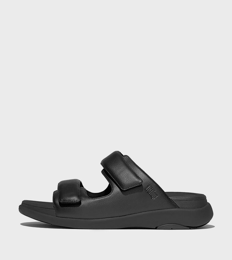 FITFLOP  GO MENS ADJUSTABLE TWO-BAR SLIDES ALL BLACK