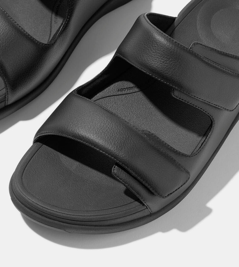 FITFLOP  GO MENS ADJUSTABLE TWO-BAR SLIDES ALL BLACK