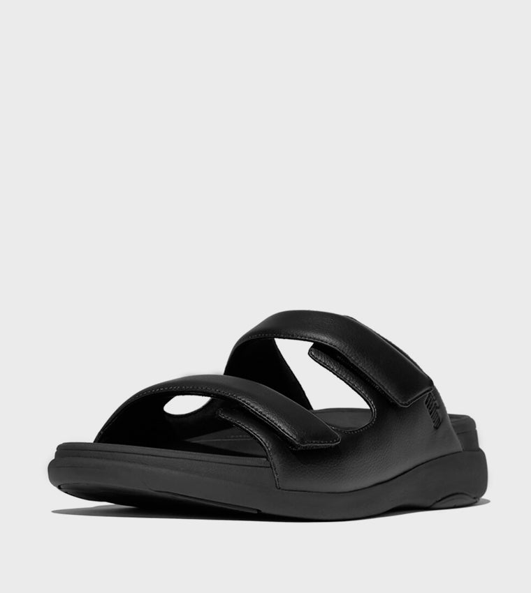 FITFLOP  GO MENS ADJUSTABLE TWO-BAR SLIDES ALL BLACK