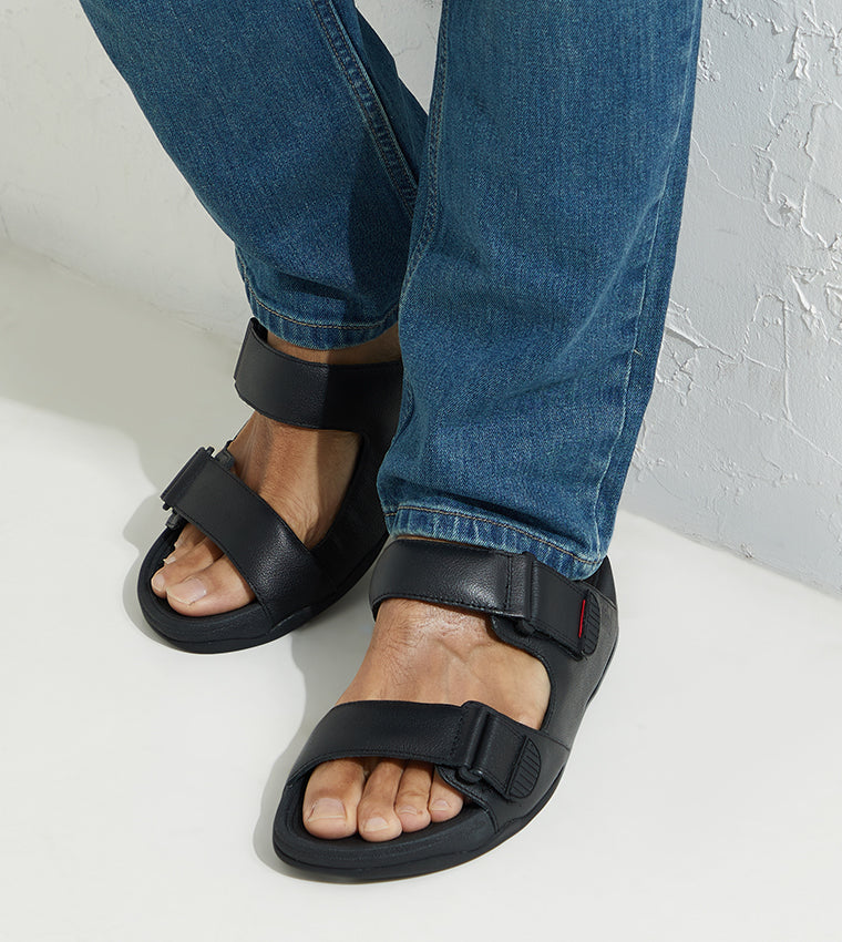 FITFLOP MENS GOGH MOC SLIDES SANDALS BLACK