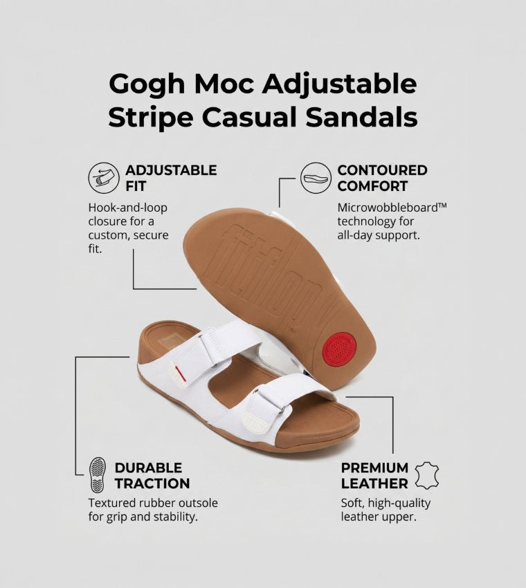 FITFLOP MENS GOGH MOC SLIDES SANDALS WHITE