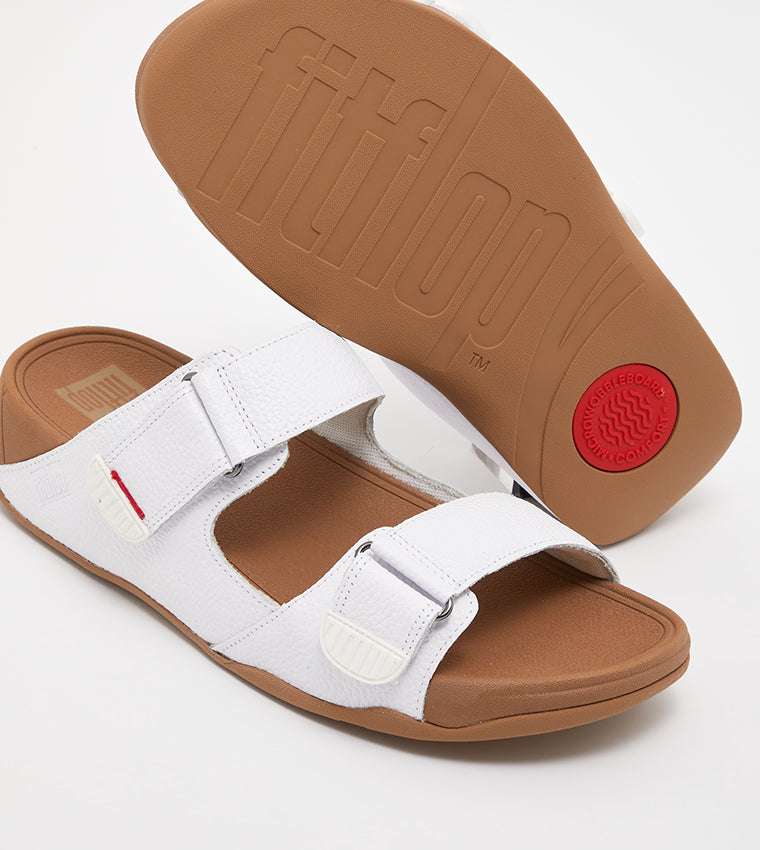 FITFLOP MENS GOGH MOC SLIDES SANDALS WHITE