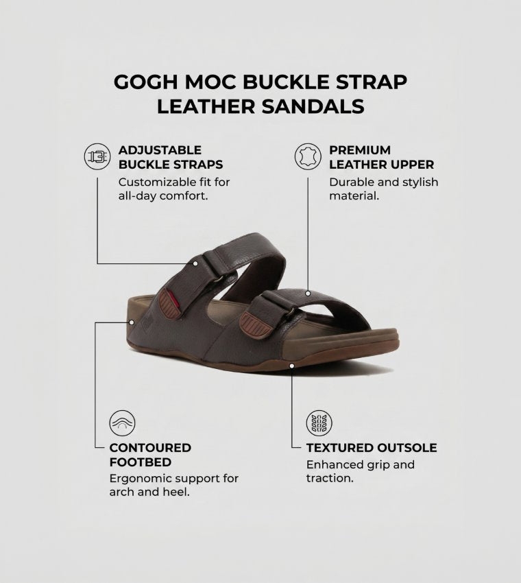 FITFLOP MENS GOGH MOC SLIDES SANDALS DARK BROWN