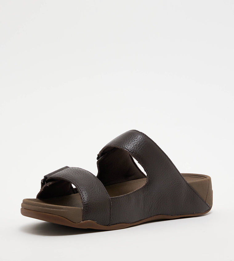 FITFLOP MENS GOGH MOC SLIDES SANDALS DARK BROWN