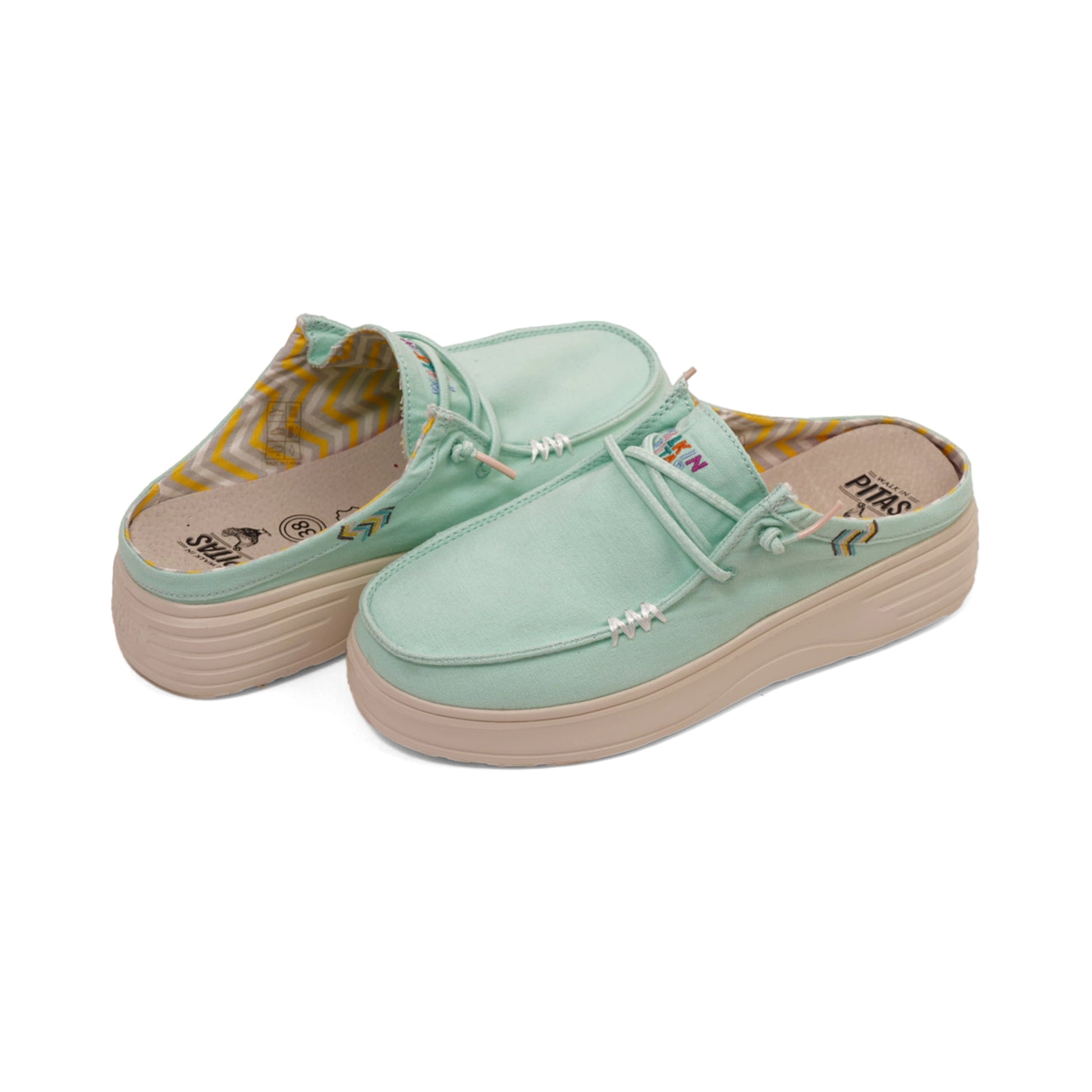 PITAS WOMEN CAPARICA ULTRALIGHT PLATFROM MULES -AQUA - Sole Therapy