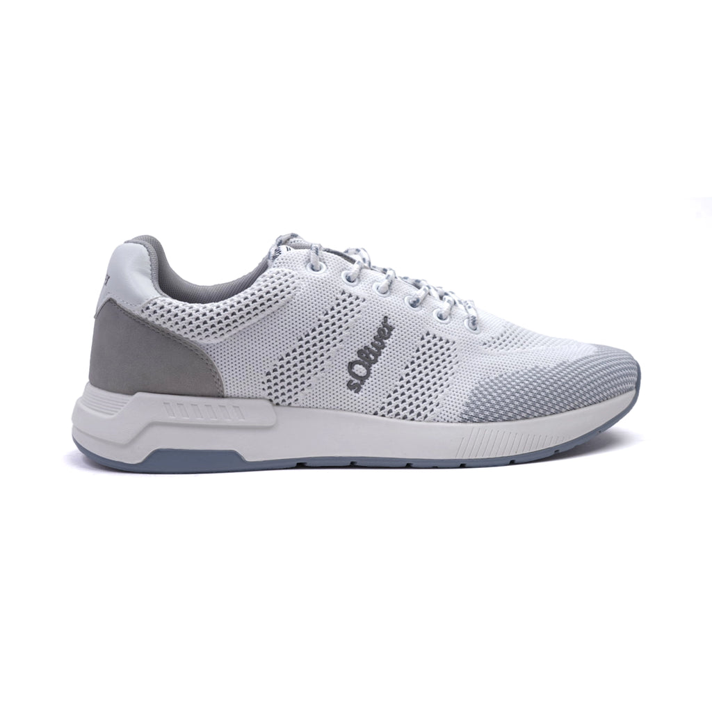 S.Oliver Breathable Men's Knit Sneakers White Grey - Sole Therapy