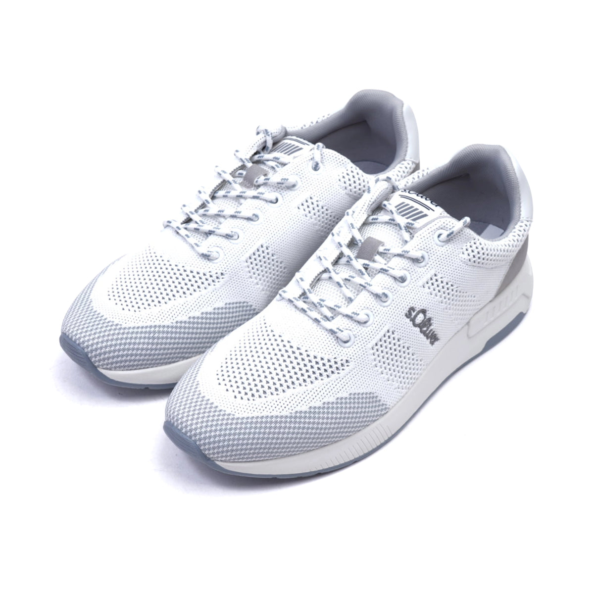 S.Oliver Breathable Men's Knit Sneakers White Grey - Sole Therapy
