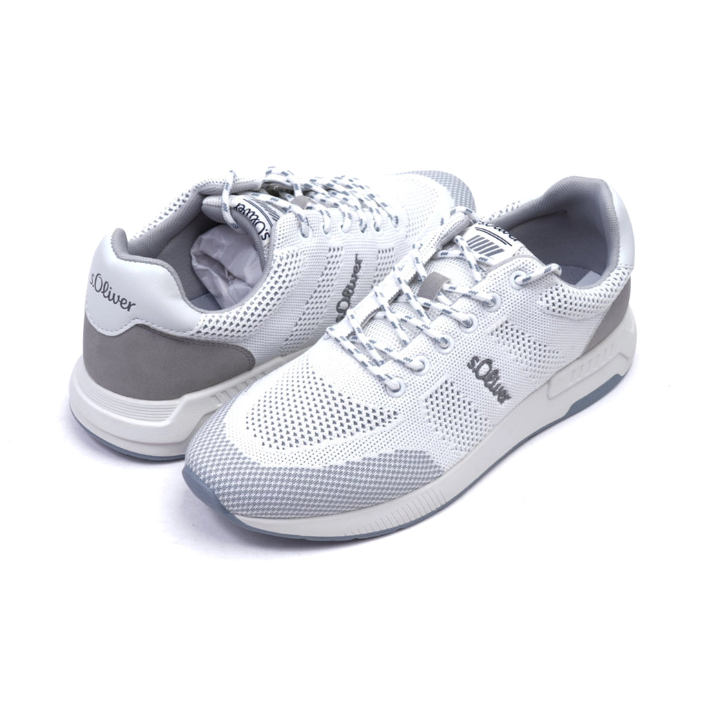 S.Oliver Breathable Men's Knit Sneakers White Grey - Sole Therapy