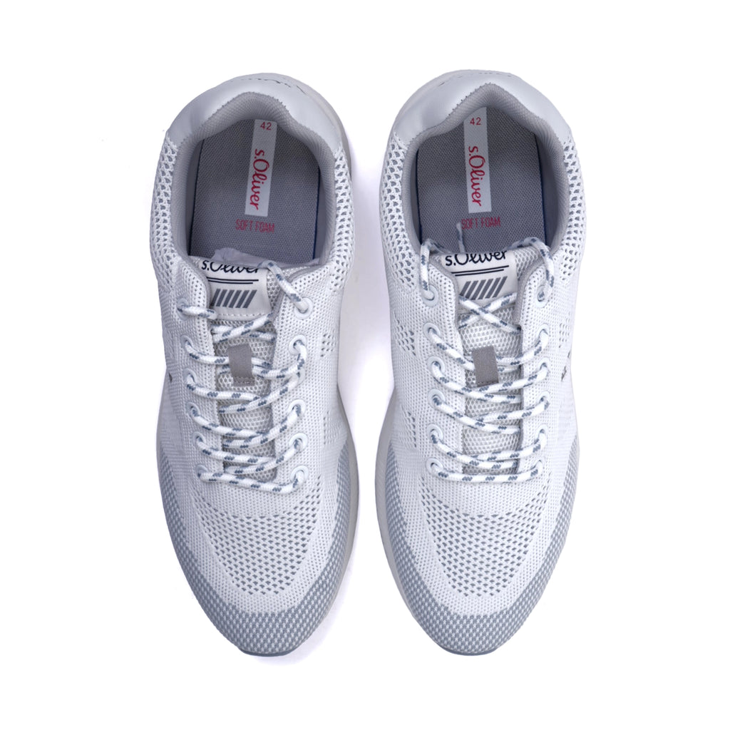 S.Oliver Breathable Men's Knit Sneakers White Grey - Sole Therapy