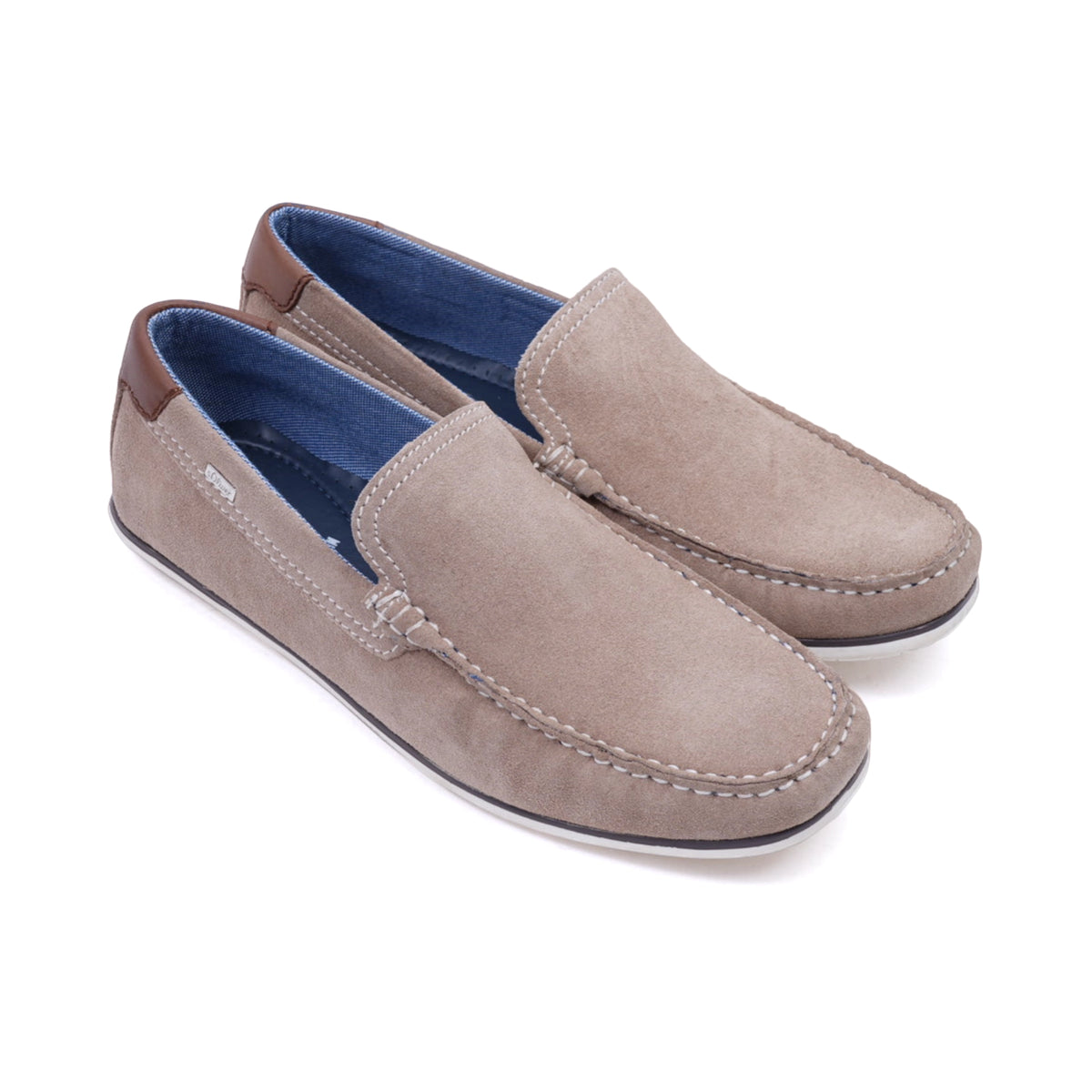 S.Oliver Men's Suede Loafers with Leather Trim Sand - Sole Therapy