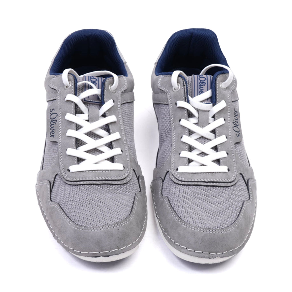 S. Oliver Men's Suede and Mesh Sneakers Grey - Sole Therapy
