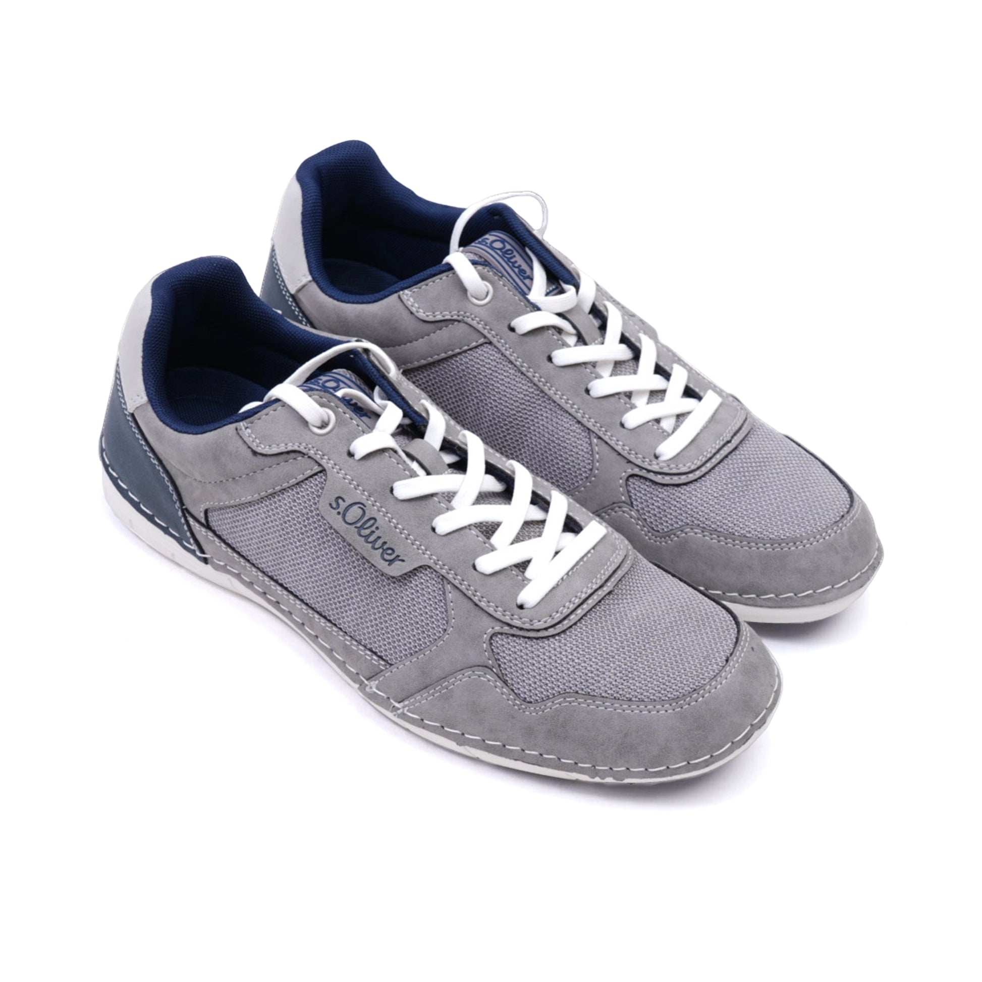 S. Oliver Men's Suede and Mesh Sneakers Grey - Sole Therapy