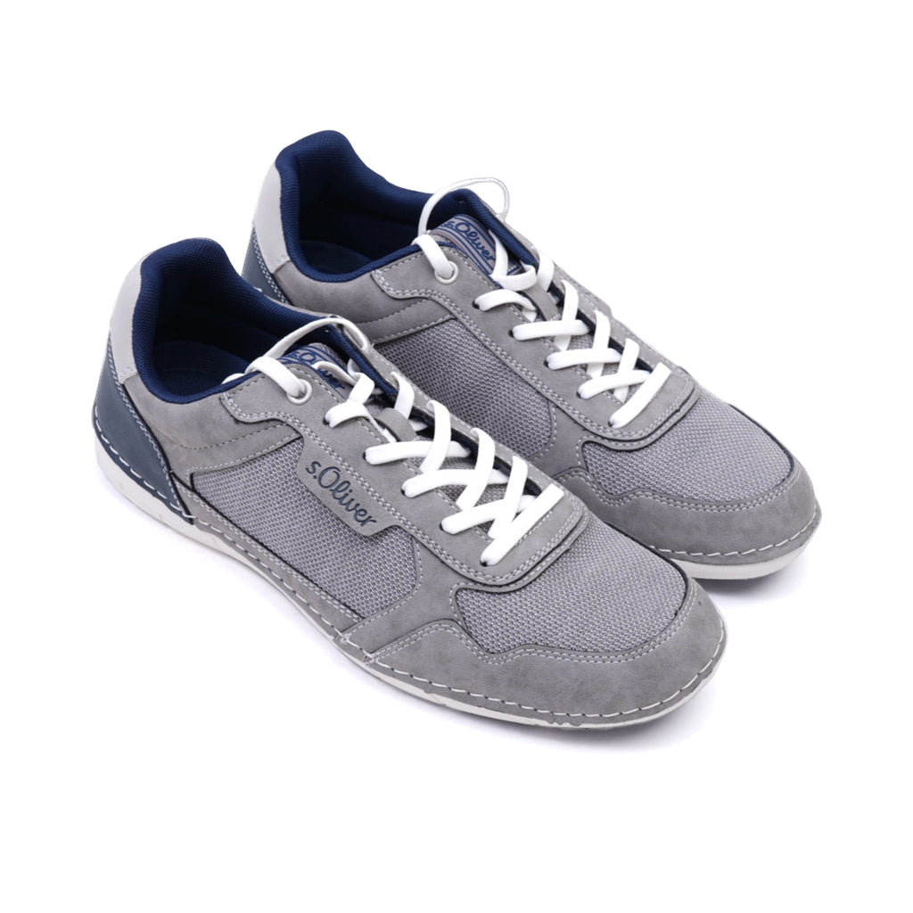 S. Oliver Men's Suede and Mesh Sneakers Grey - Sole Therapy