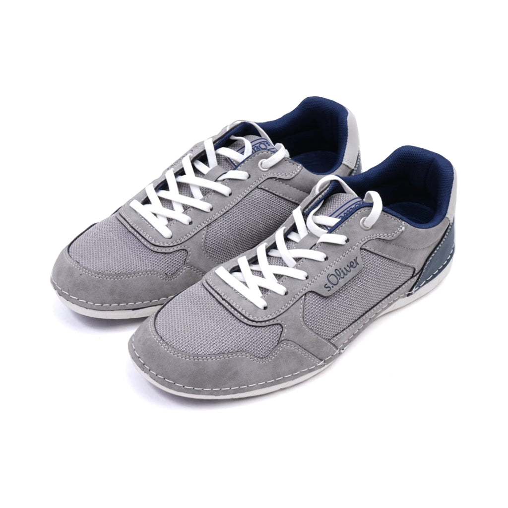 S. Oliver Men's Suede and Mesh Sneakers Grey - Sole Therapy