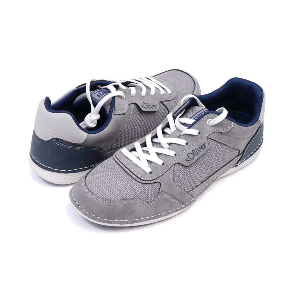 S. Oliver Men's Suede and Mesh Sneakers Grey - Sole Therapy
