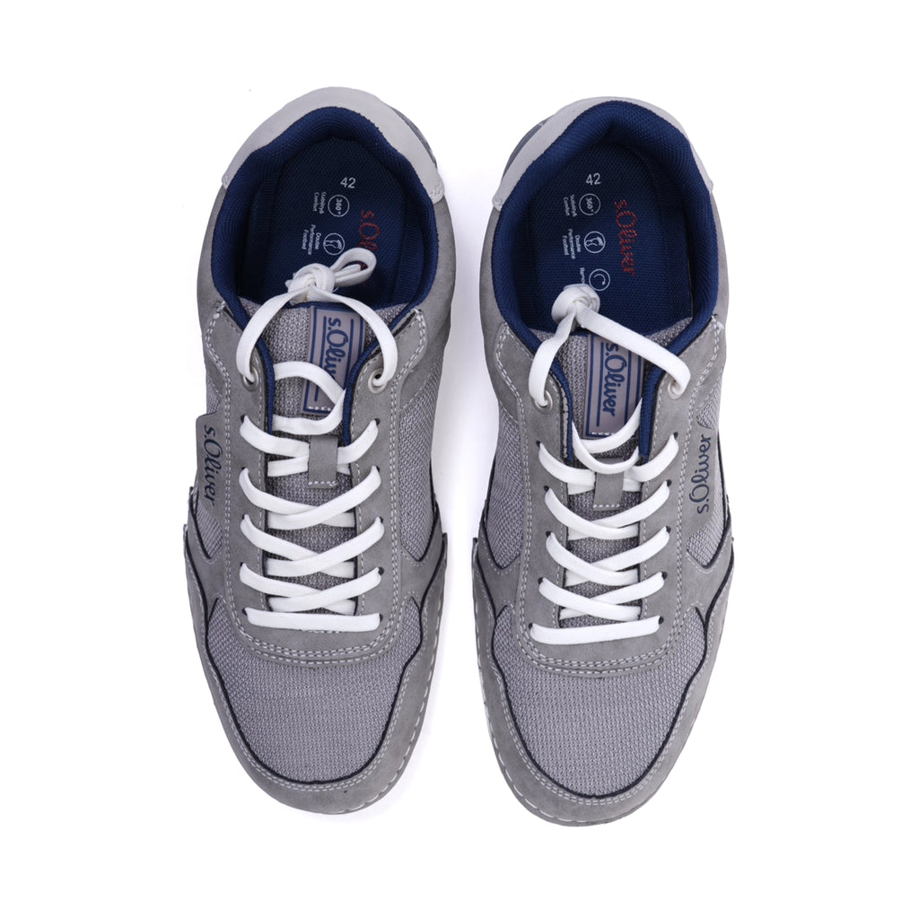 S. Oliver Men's Suede and Mesh Sneakers Grey - Sole Therapy