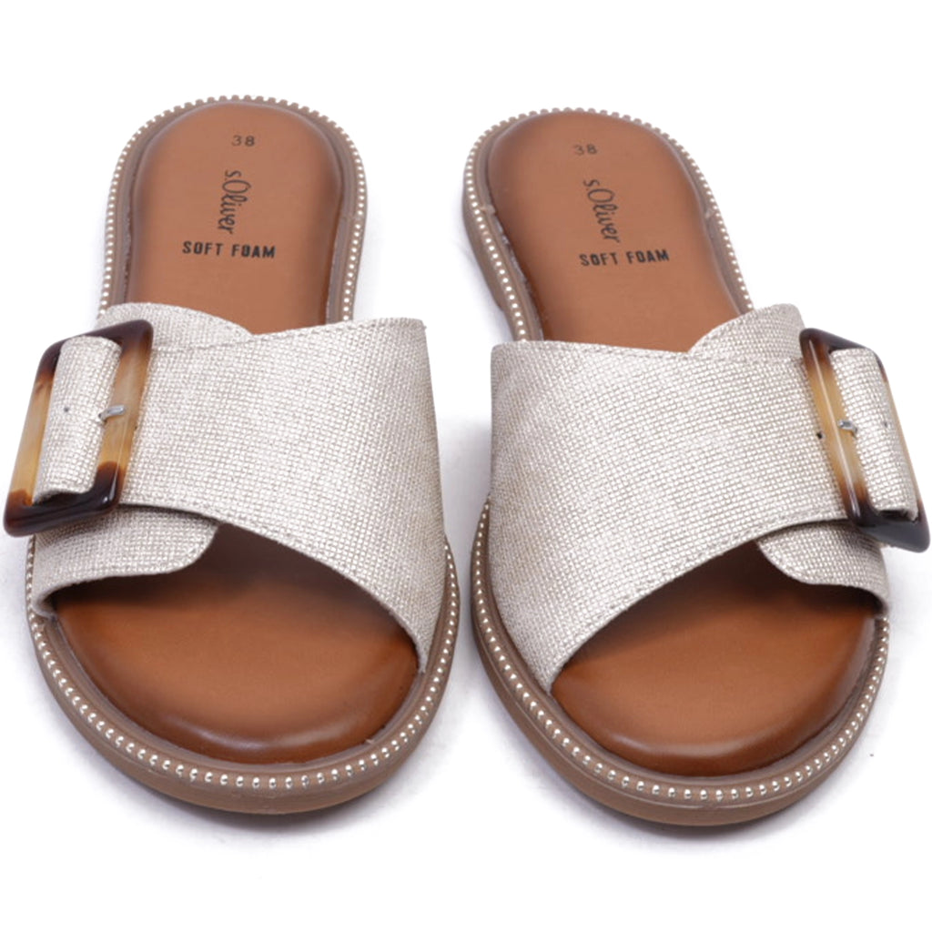 S. Oliver Soft Foam Buckle Sandals Champagne - Sole Therapy
