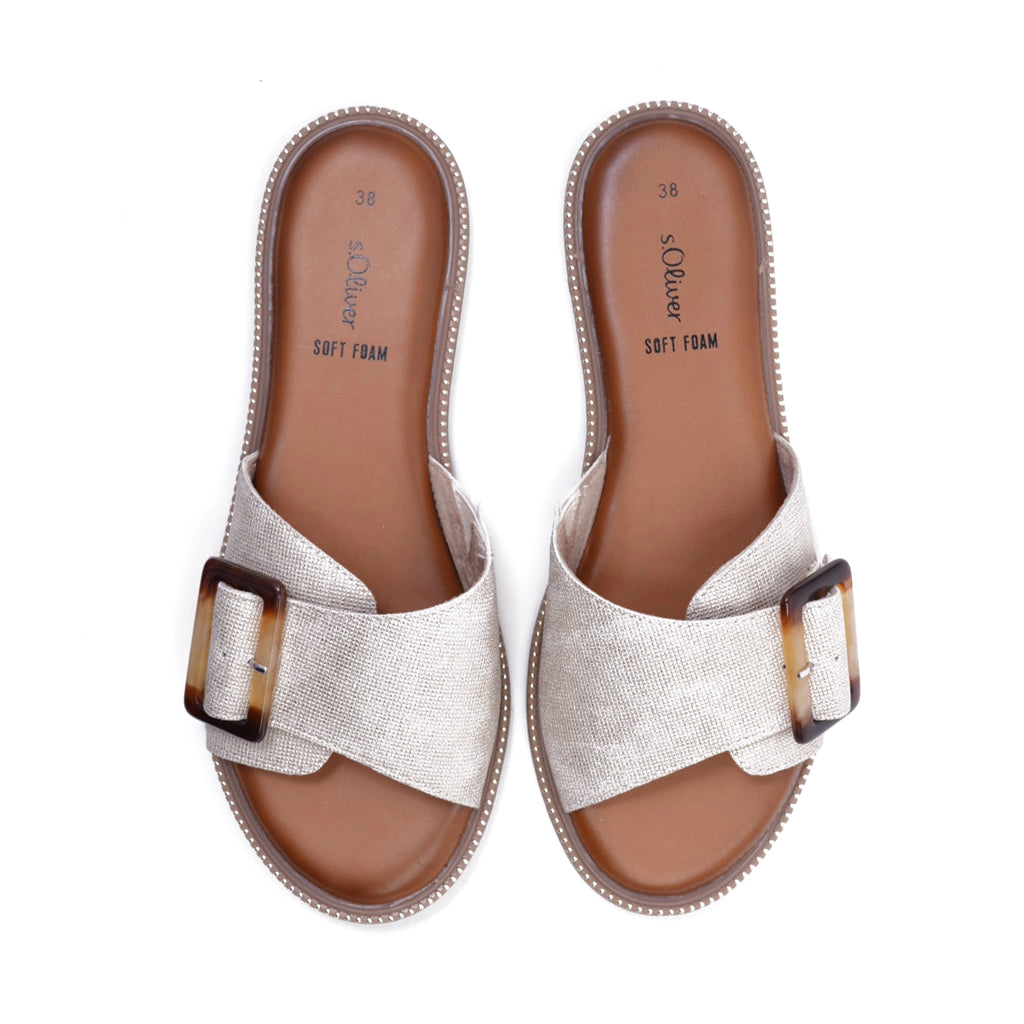 S. Oliver Soft Foam Buckle Sandals Champagne - Sole Therapy