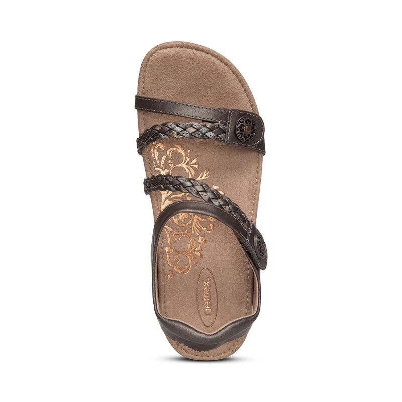 Jillian Braided Quarter Strap Sandal Bronze