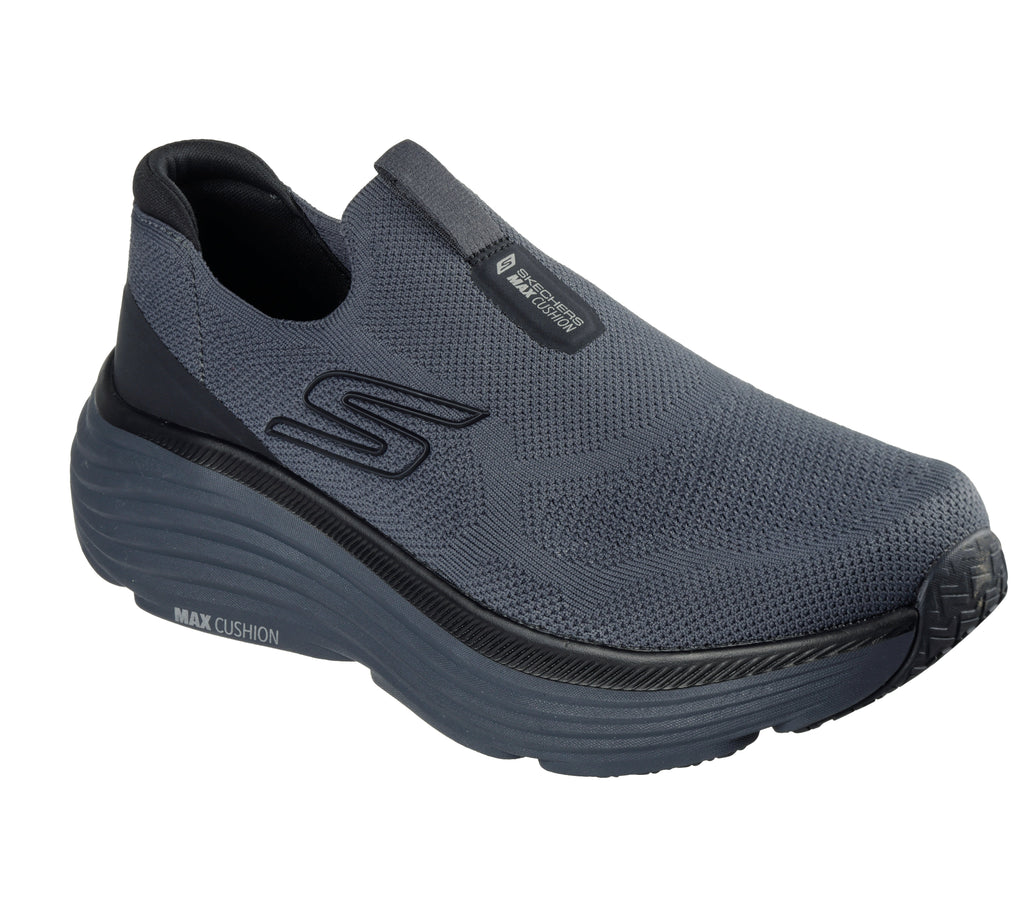 SKECHERS MAX CUSHIONING ENDEAVOUR MEN WALKING SHOES - CHARCOAL BLACK - Sole Therapy