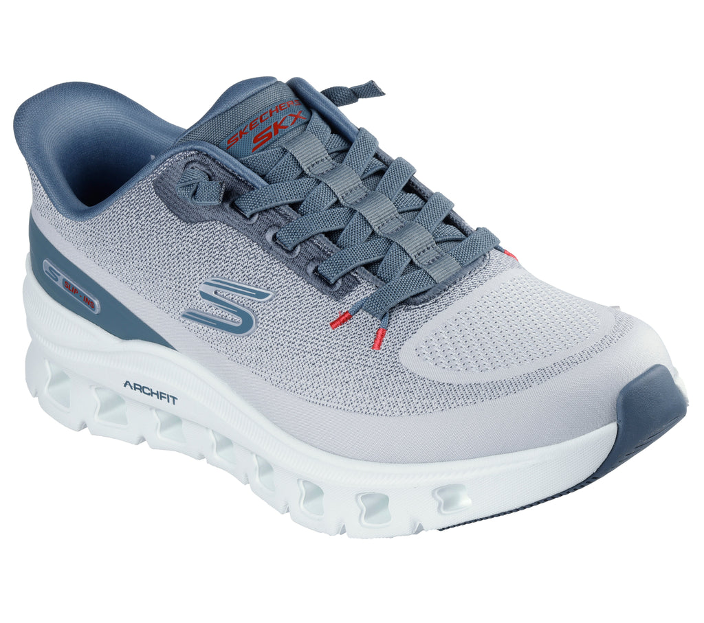 SKECHERS MEN'S HANDS FREE SLIP-INS: ARCH FIT GLIDE-STEP PRO - LIGHT GRAY BLUE - Sole Therapy