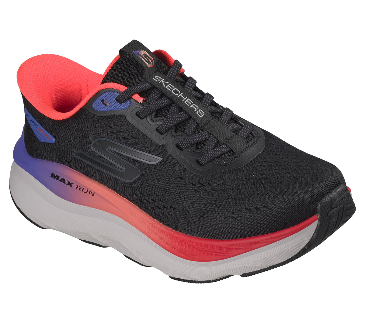 SKECHERS WOMEN'S MAX RUN - BLACK/MULTI - Sole Therapy