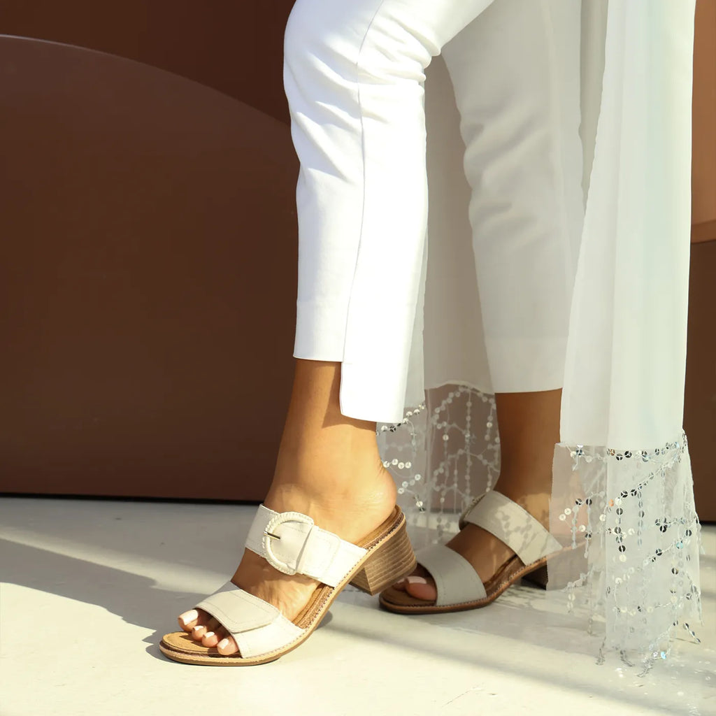 Tatiana Arch Support Heel Block Wedge Ivory - Sole Therapy