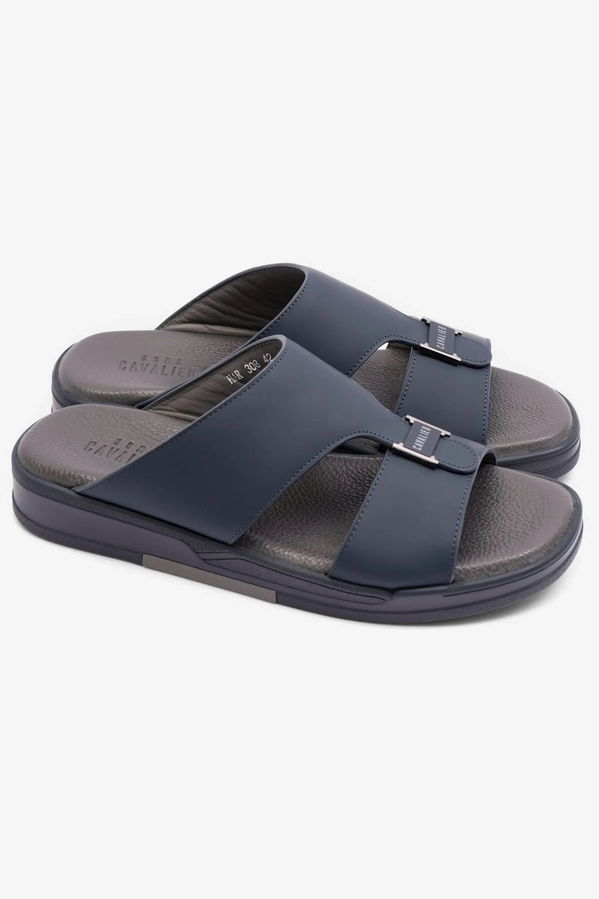 UOMO CAVALIER MENS ARABIC MATTE LEATHER SANDALS NAVY - Sole Therapy