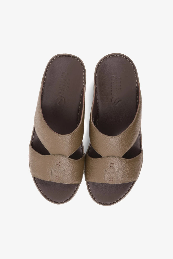 Uomo Cavalier Men's Elite Traditional Leather Arabic Sandals Olive MSDCV1117 - Sole Therapy