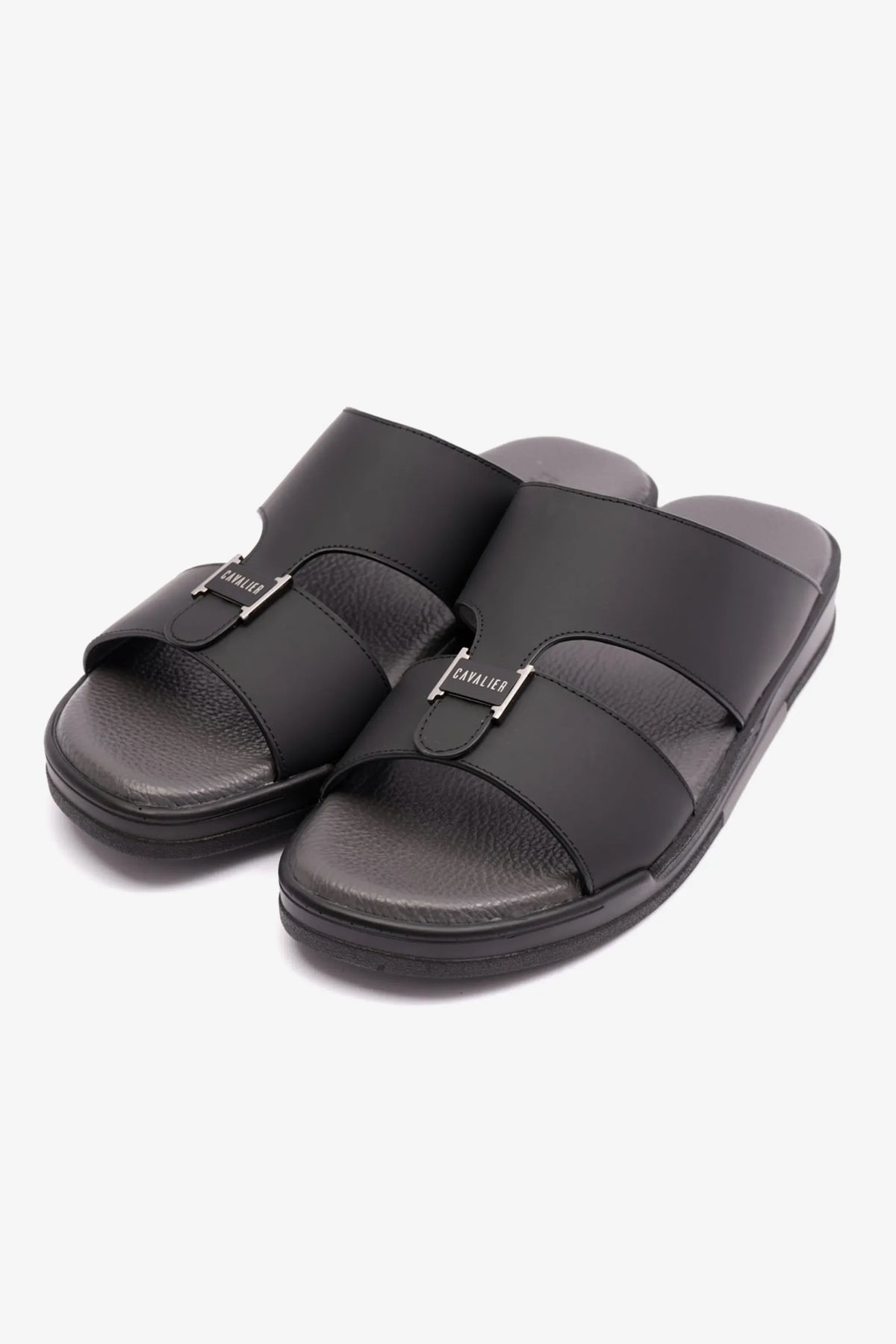 Uomo Cavalier Men's Matte Leather Arabic Sandals Black MSDCVHAR308 - Sole Therapy