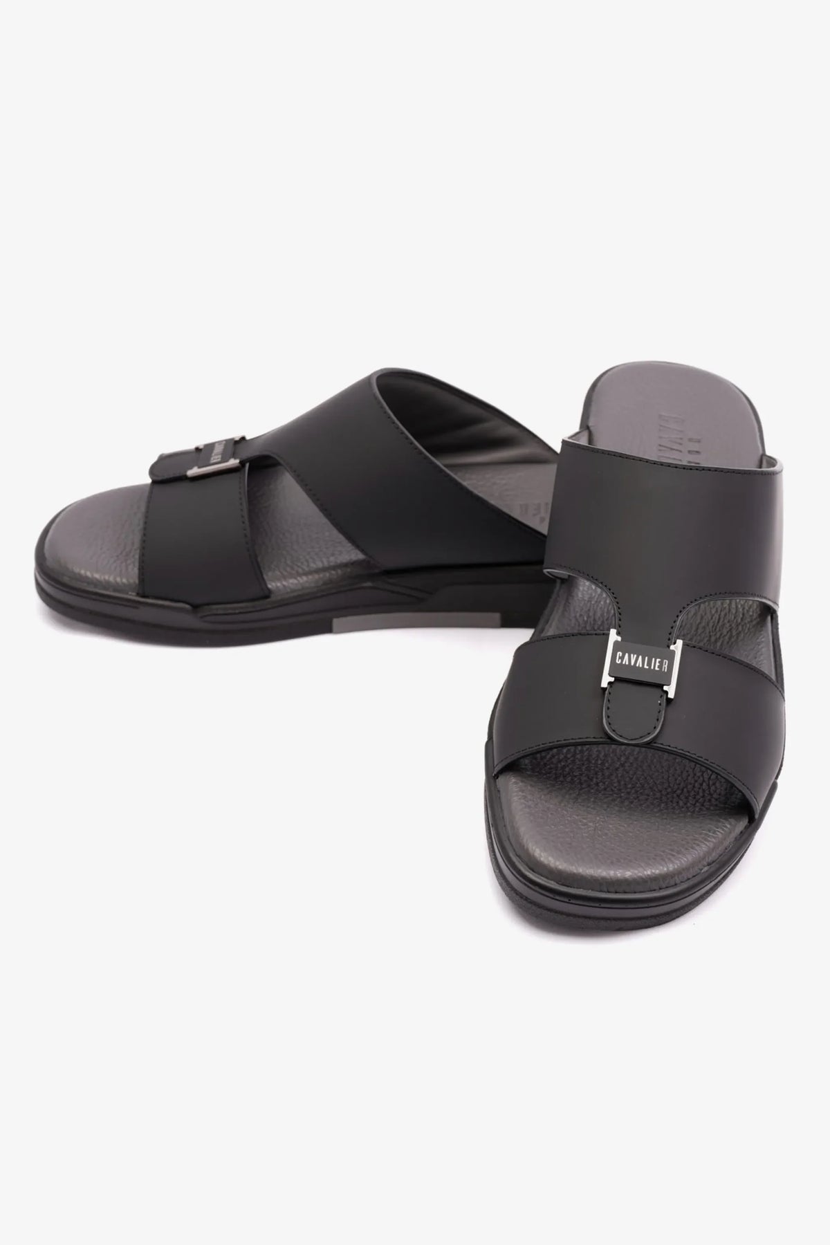 Uomo Cavalier Men's Matte Leather Arabic Sandals Black MSDCVHAR308 - Sole Therapy