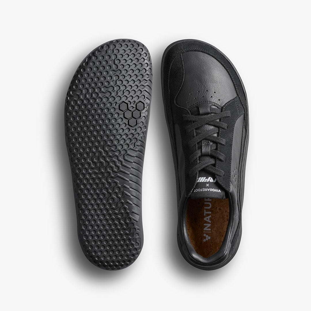 Vivo Mens Gobi Ii Sneaker Premium Leather Triple Obsidian - Sole Therapy