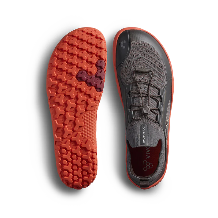 Vivo Primus Trail Knit Fg Mens Obsidian/cherry Tomato - Sole Therapy