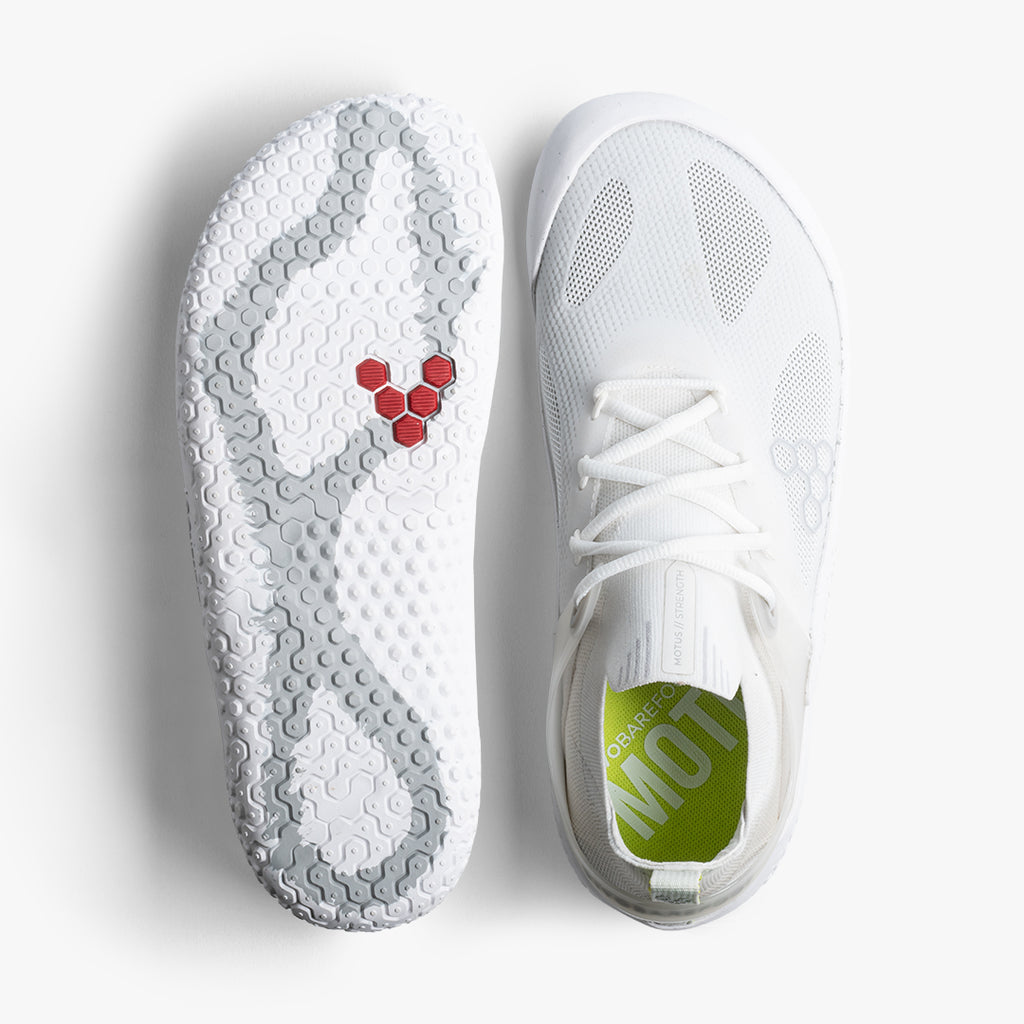 Vivobarefoot  Motus Strength Womens Bright White-Grey - Sole Therapy