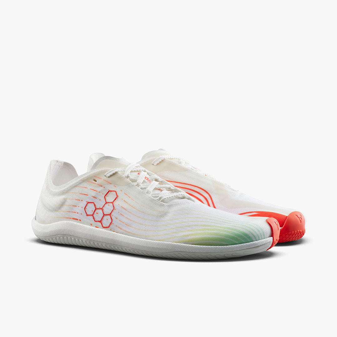 Vivobarefoot Primus Flow Men's Bright White/ Neon Orange - Sole Therapy