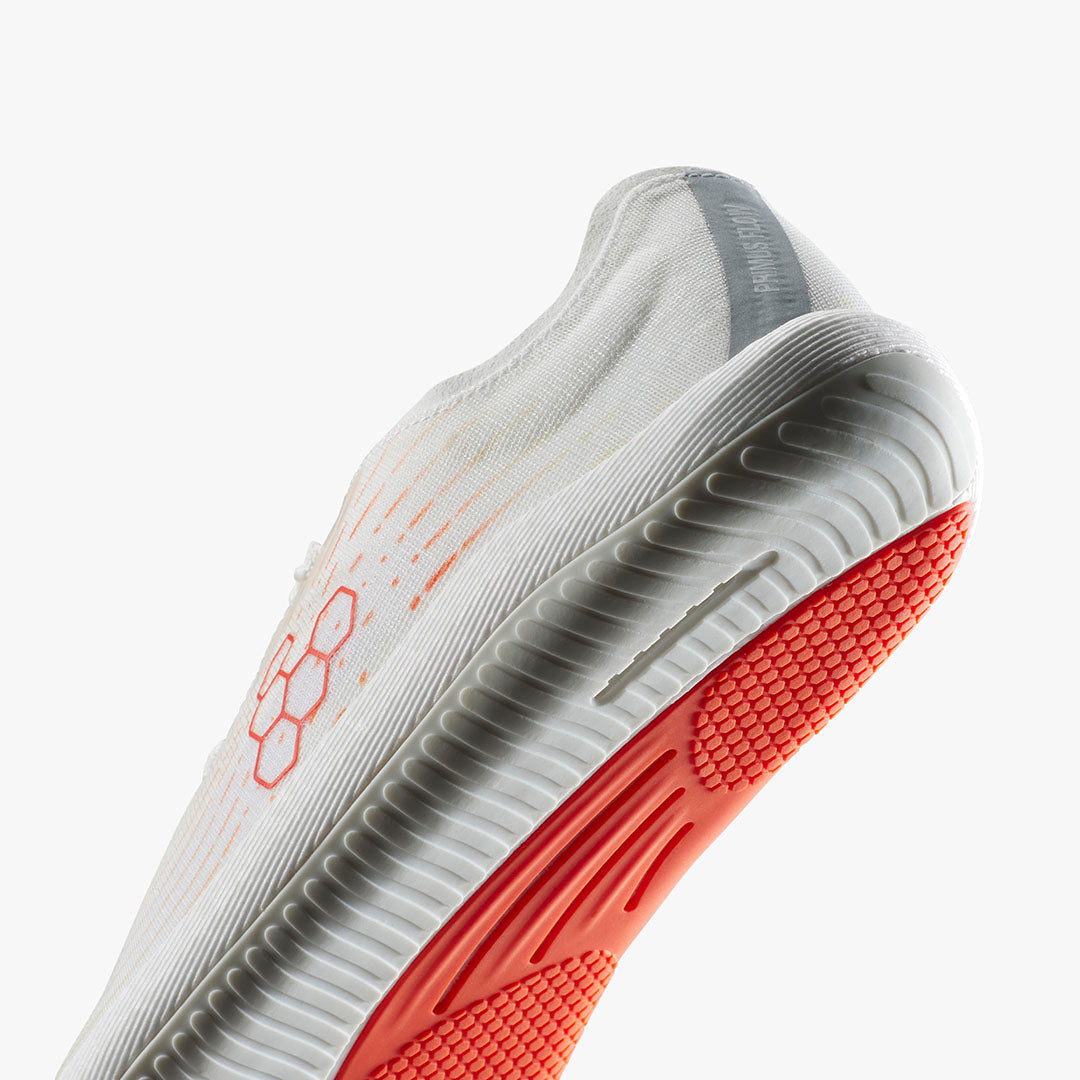 Vivobarefoot Primus Flow Men's Bright White/ Neon Orange - Sole Therapy