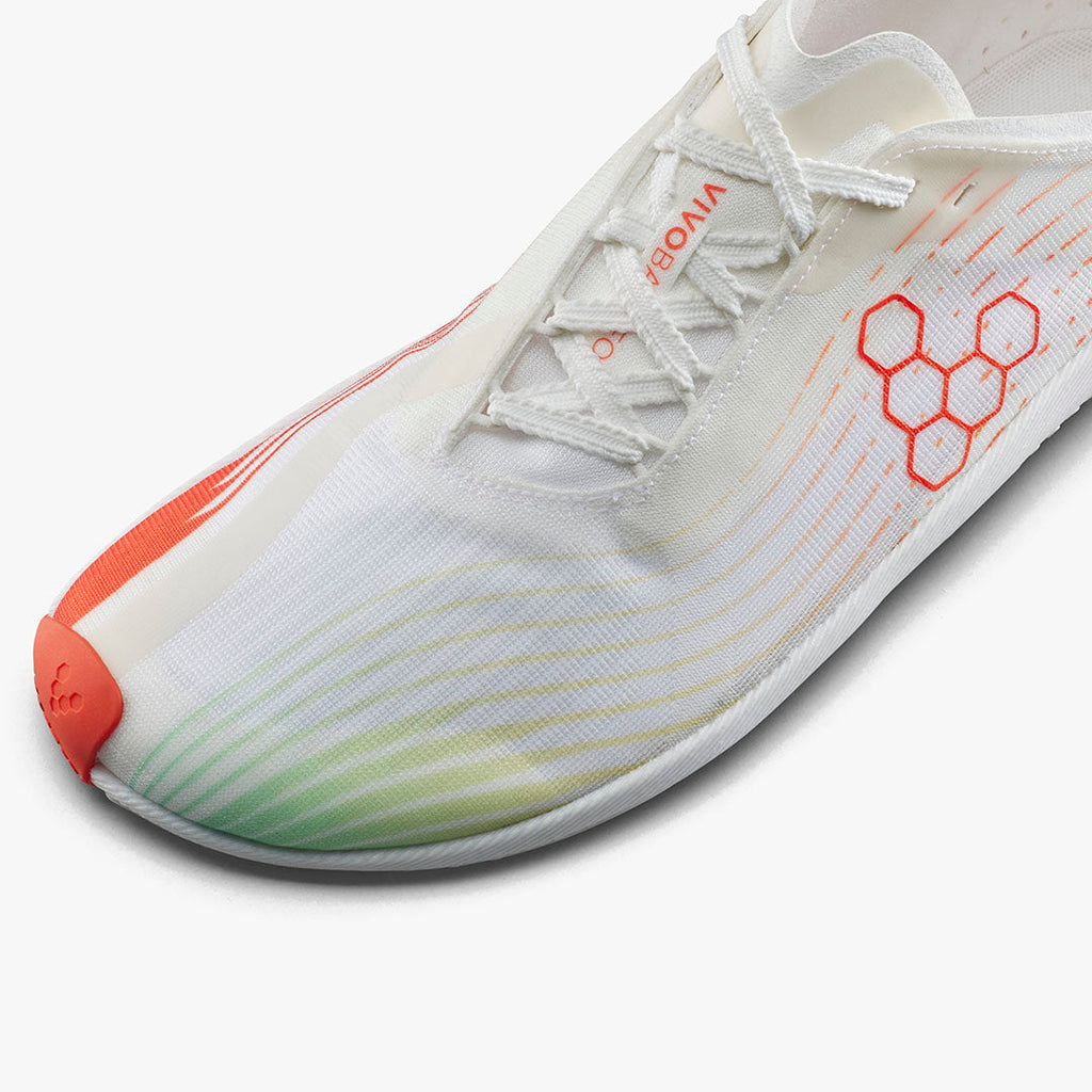 Vivobarefoot Primus Flow Mens Bright White/ Neon Orange - Sole Therapy
