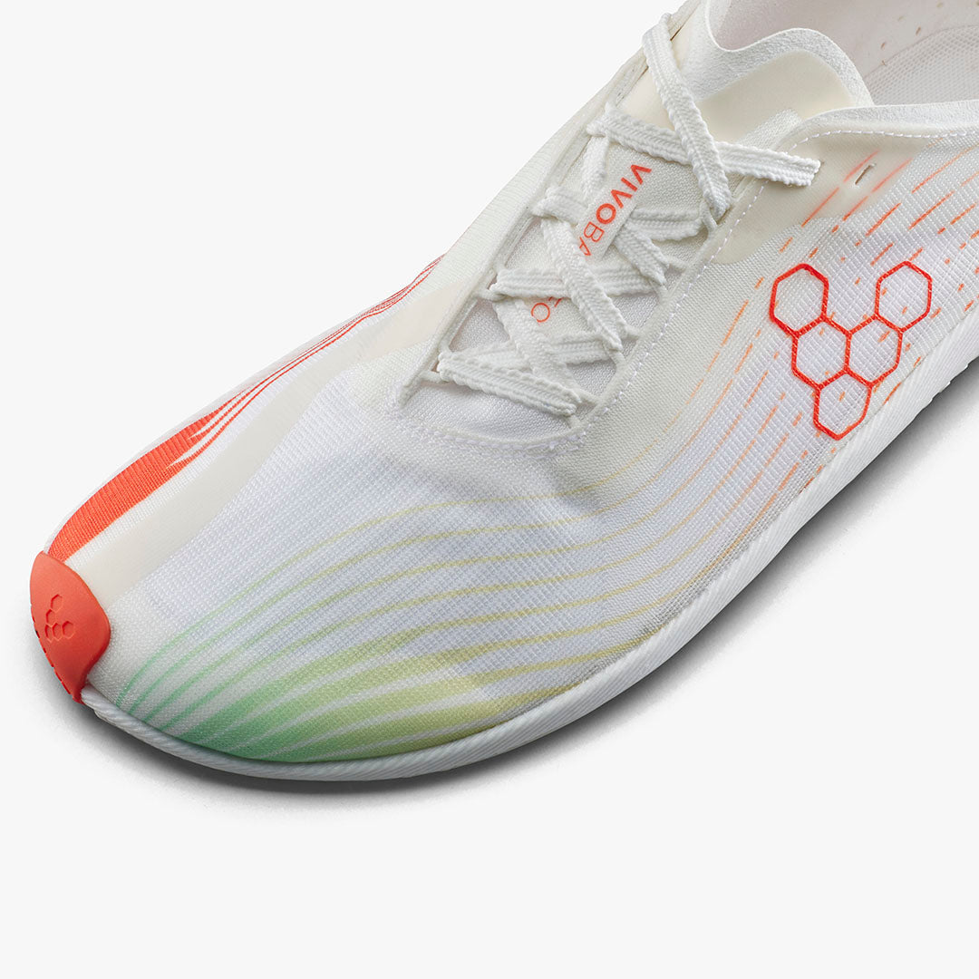 Vivobarefoot Primus Flow Womens Bright White/ Neon Orange - Sole Therapy