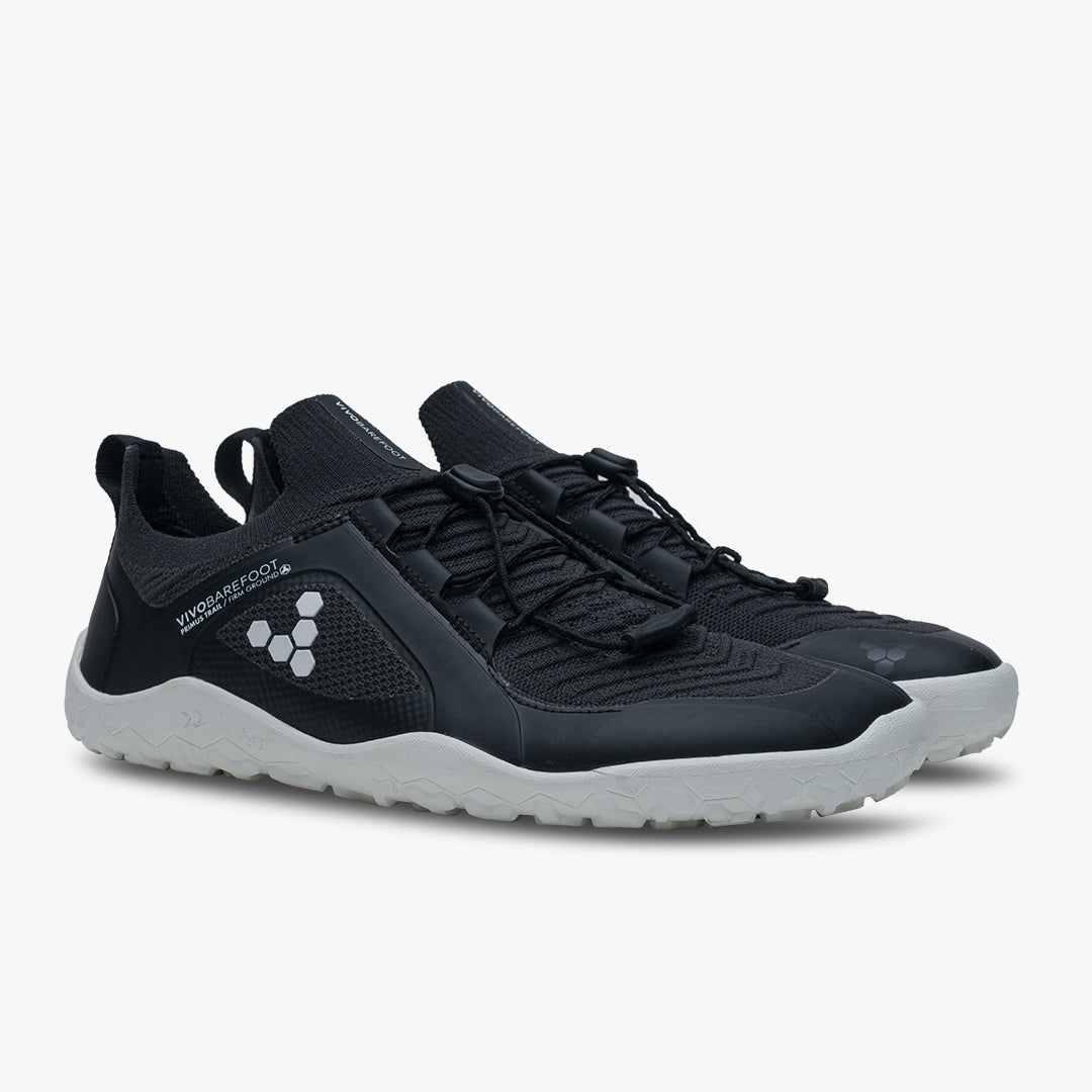 Vivobarefoot Primus Trail Knit Fg Mens Obsidian White - Sole Therapy