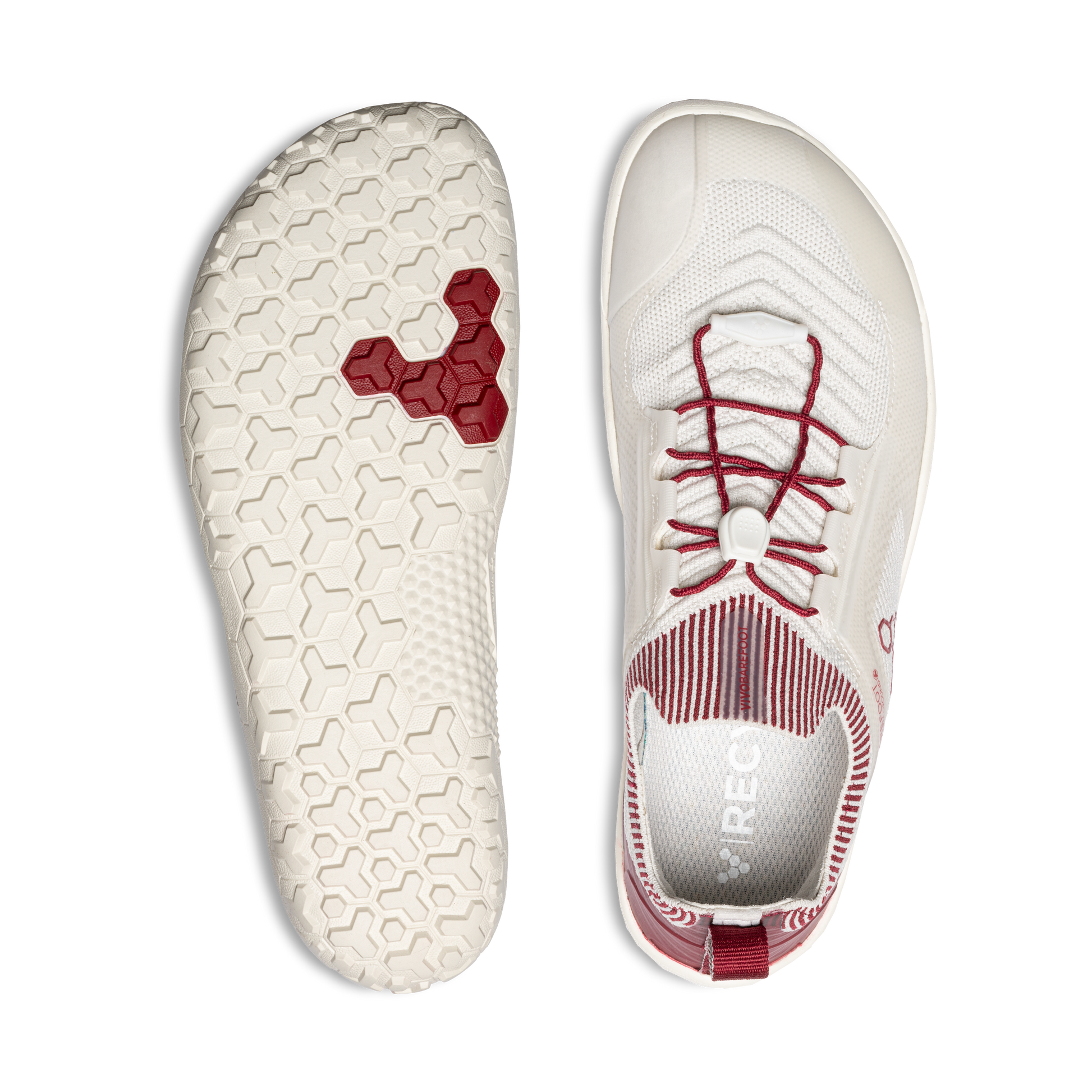 Vivobarefoot Primus Trail Knit Fg Womens Limestone Red Rumba - Sole Therapy